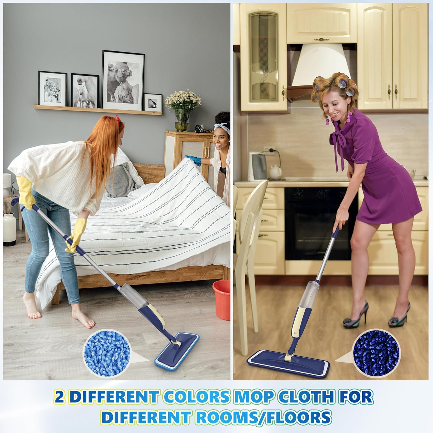 Microfiber Spray Mops for Hardwood Floor Cleaning - MEXERRIS Wet Jet Mops Dry Dust Mop with 3X