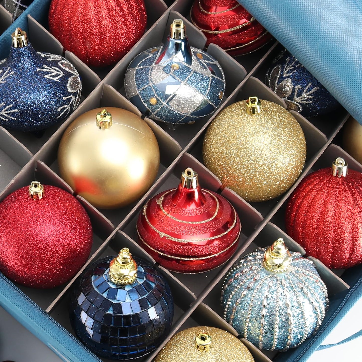 Hearth & Harbor Christmas Ornament Storage Box With 4 Inner Tray Dividers - Non-Woven Ornament