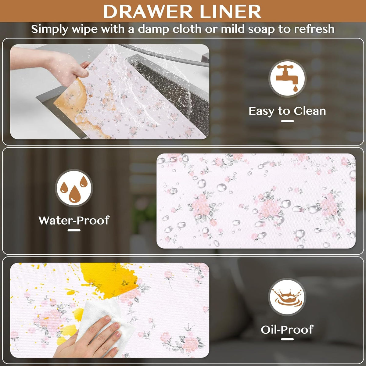 Non-Adhesive Shelf and Drawer Liner for Kitchen Cabinets, 12 in x 17FT Strong Non-Slip Cabinet