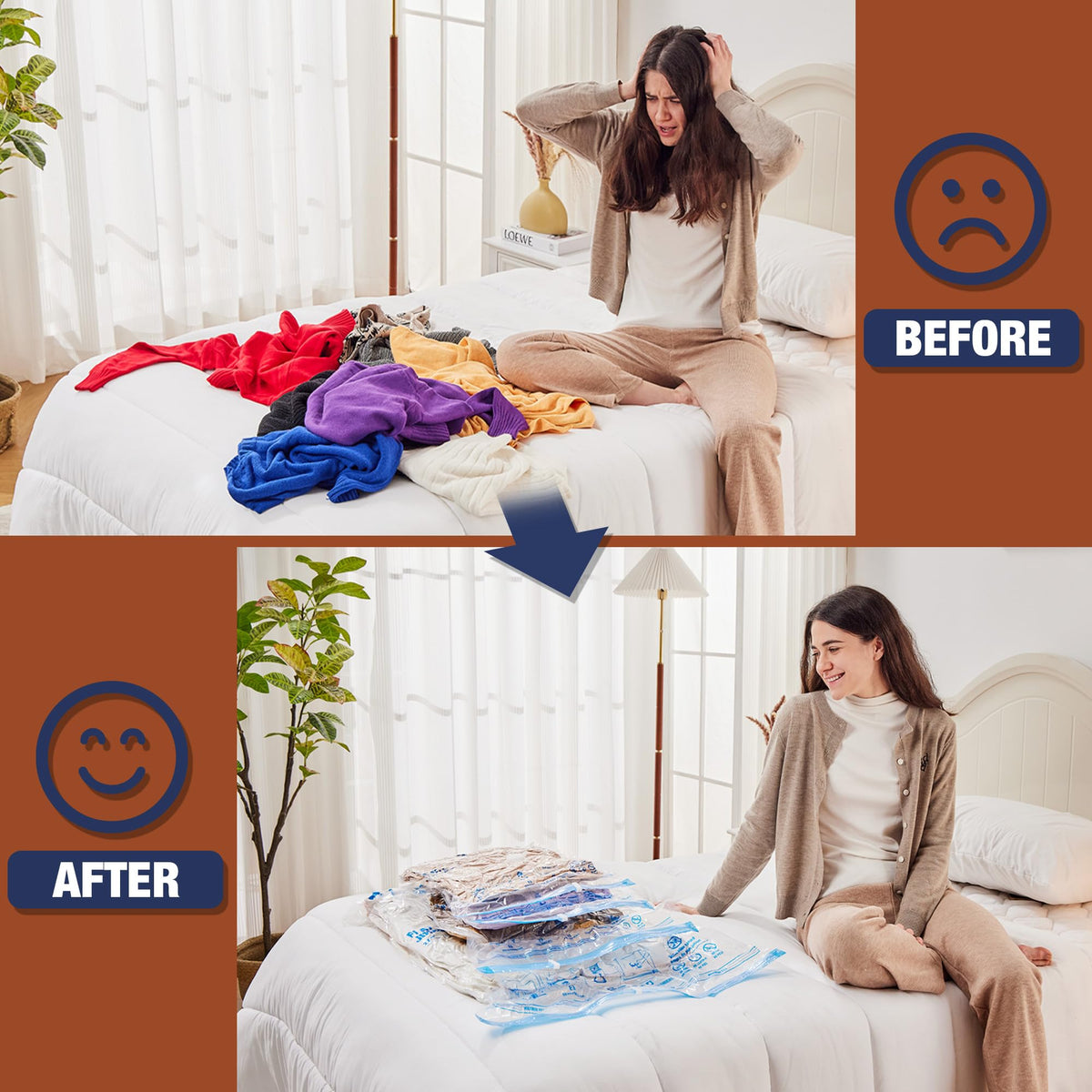 12 Jumbo Vacuum Storage Bags for Bedding, Vacuum Seal Bags for Clothing