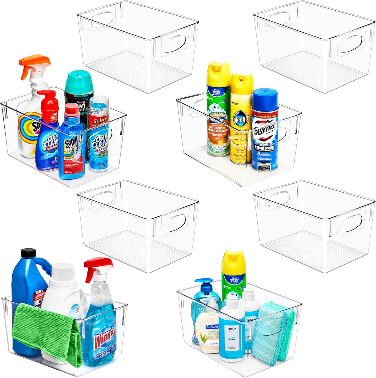Sorbus 8 Pack Large Clear Plastic Storage Bins, Clear Organizer Bins with Handle for Kitchen