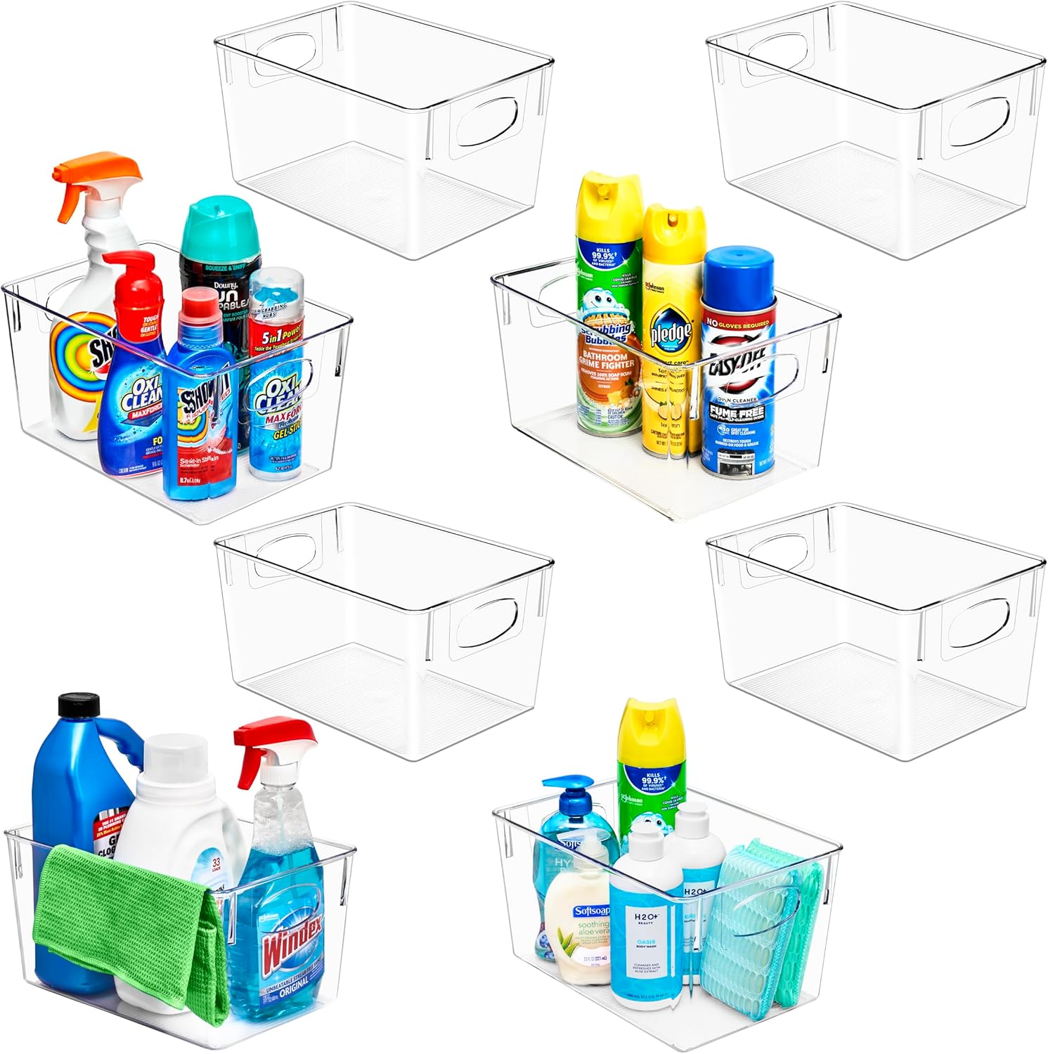 Sorbus 8 Pack Large Clear Plastic Storage Bins, Clear Organizer Bins with Handle for Kitchen