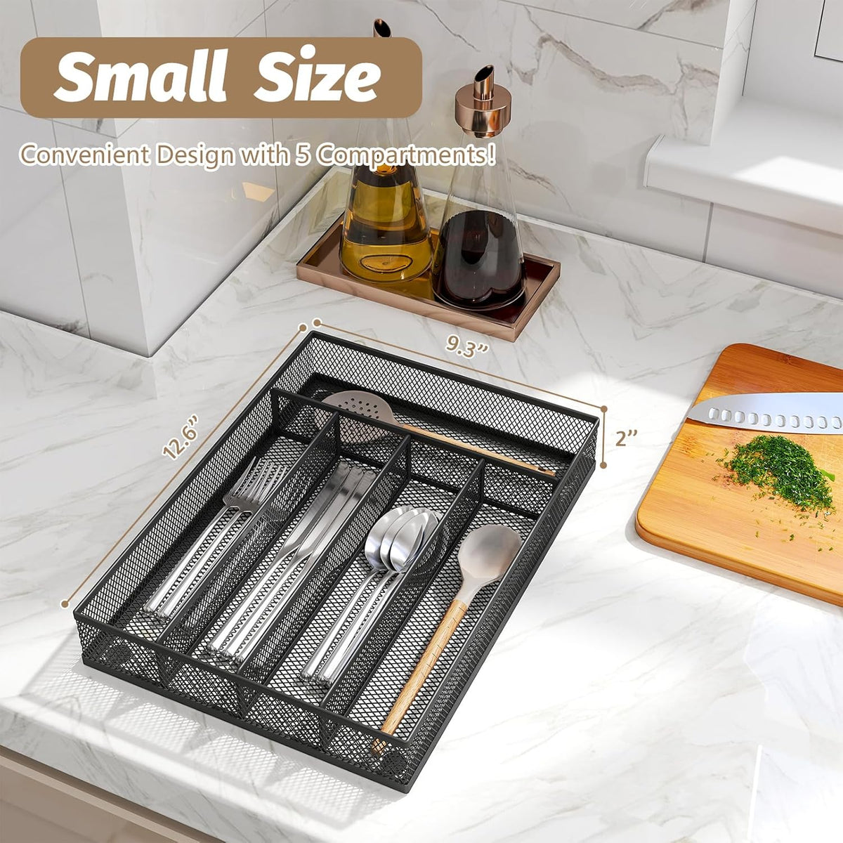 Silverware Organizer Metal Mesh, Small Drawer Organizer, Utensil Cutlery Tray for kitchen drawers