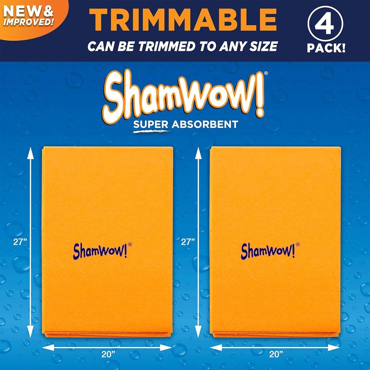 ShamWow Original Super Absorbent Multi-Purpose Cleaning Shammy Chamois Towel Cloth - Holds 10X its