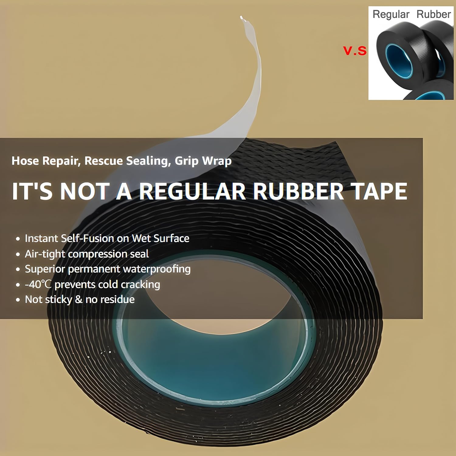 4 Rolls Butyl Rubber Self-Fusing Tape | IP67 Waterproof & 35KV Insulated | Extreme Cold/Hot