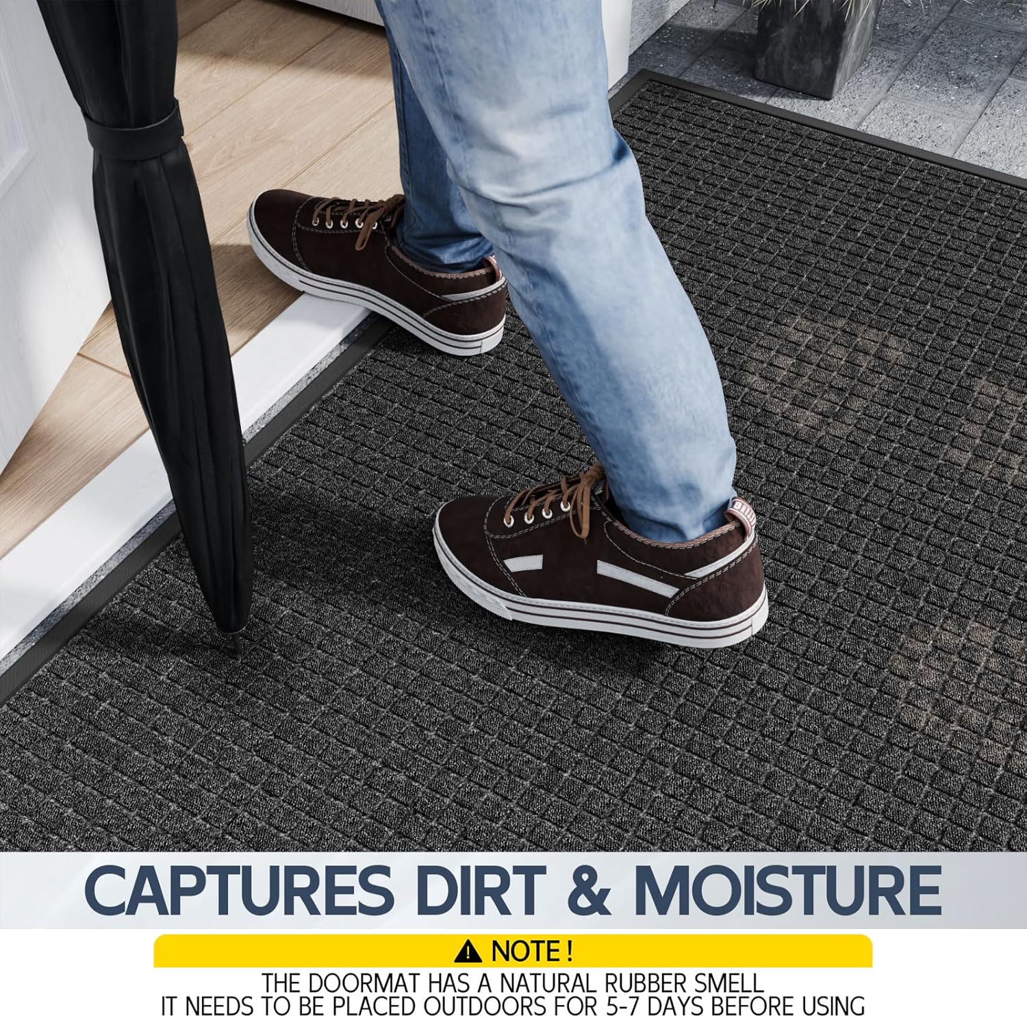 Indoor Outdoor Front Door Mats, 48" x 24" Rubber Backing Non Slip Durable Welcome Floor Mats for