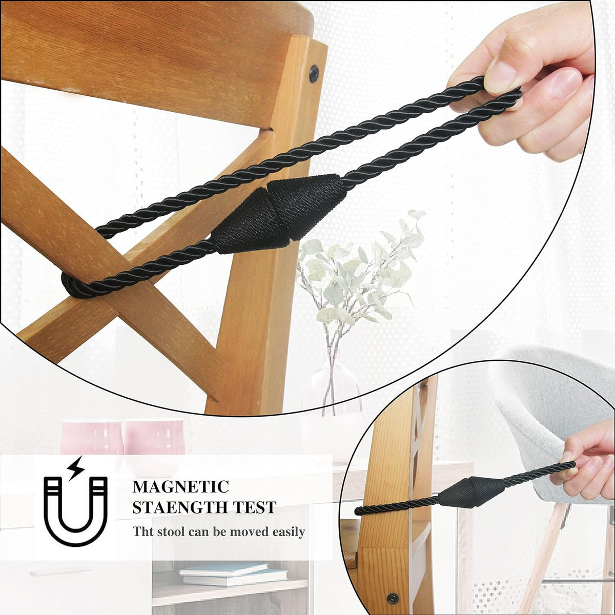 2 Pack Magnetic Curtain Tiebacks Rope Modern Handmade Curtain Tie Backs Decorative Drapes Weave