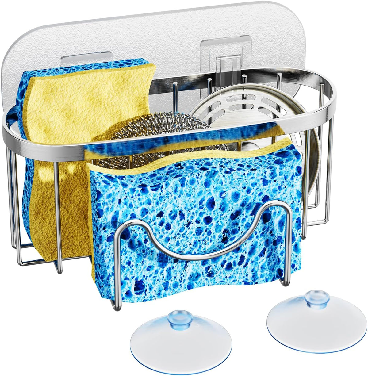HapiRm Multifunctional Adhesive Kitchen Sink Organizer with M-Shaped, 2 Installation Methods
