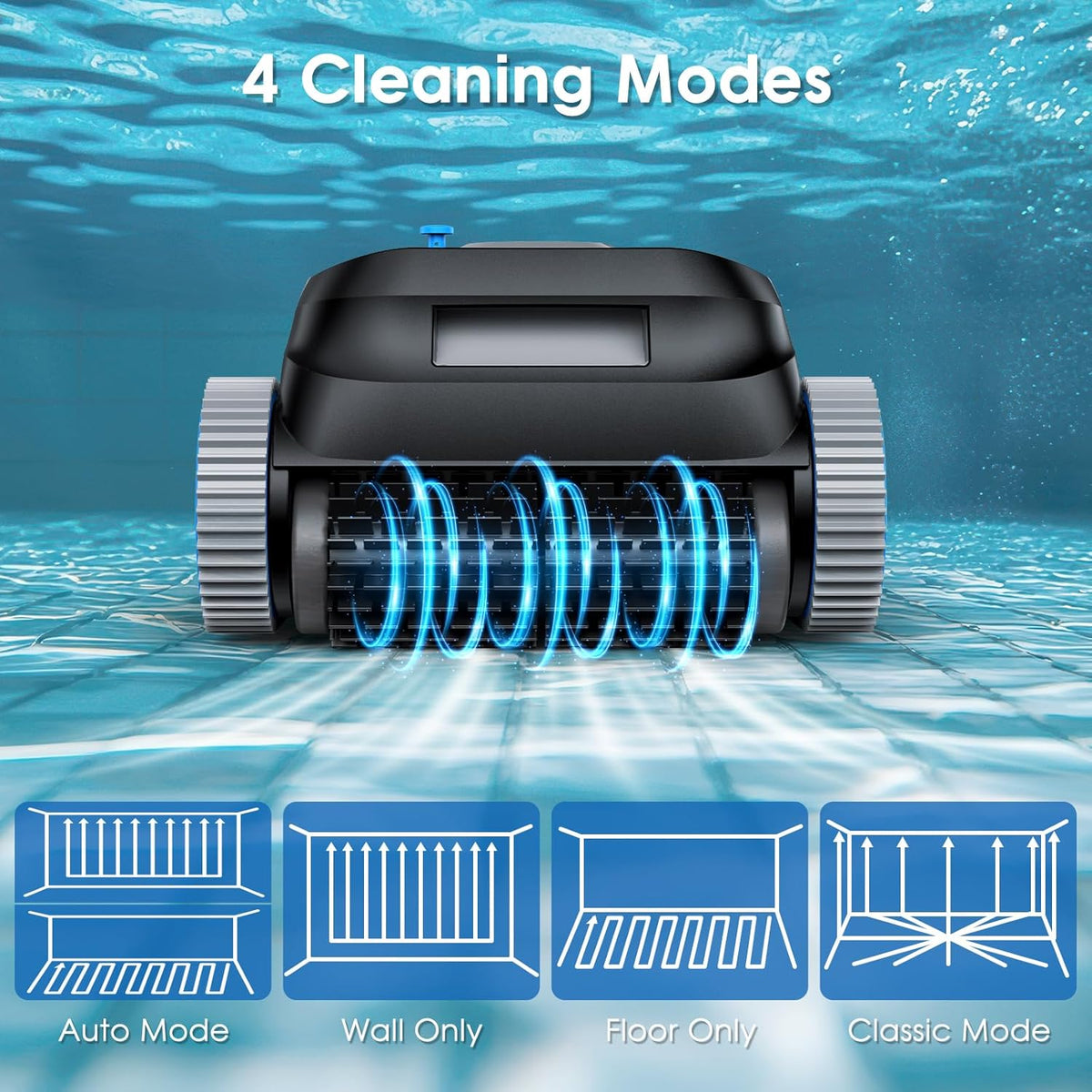 NIXBOT QP5 Robotic Pool Cleaner, Cordless Pool Vacuum for Inground Pools, Dual-Motor Turbine