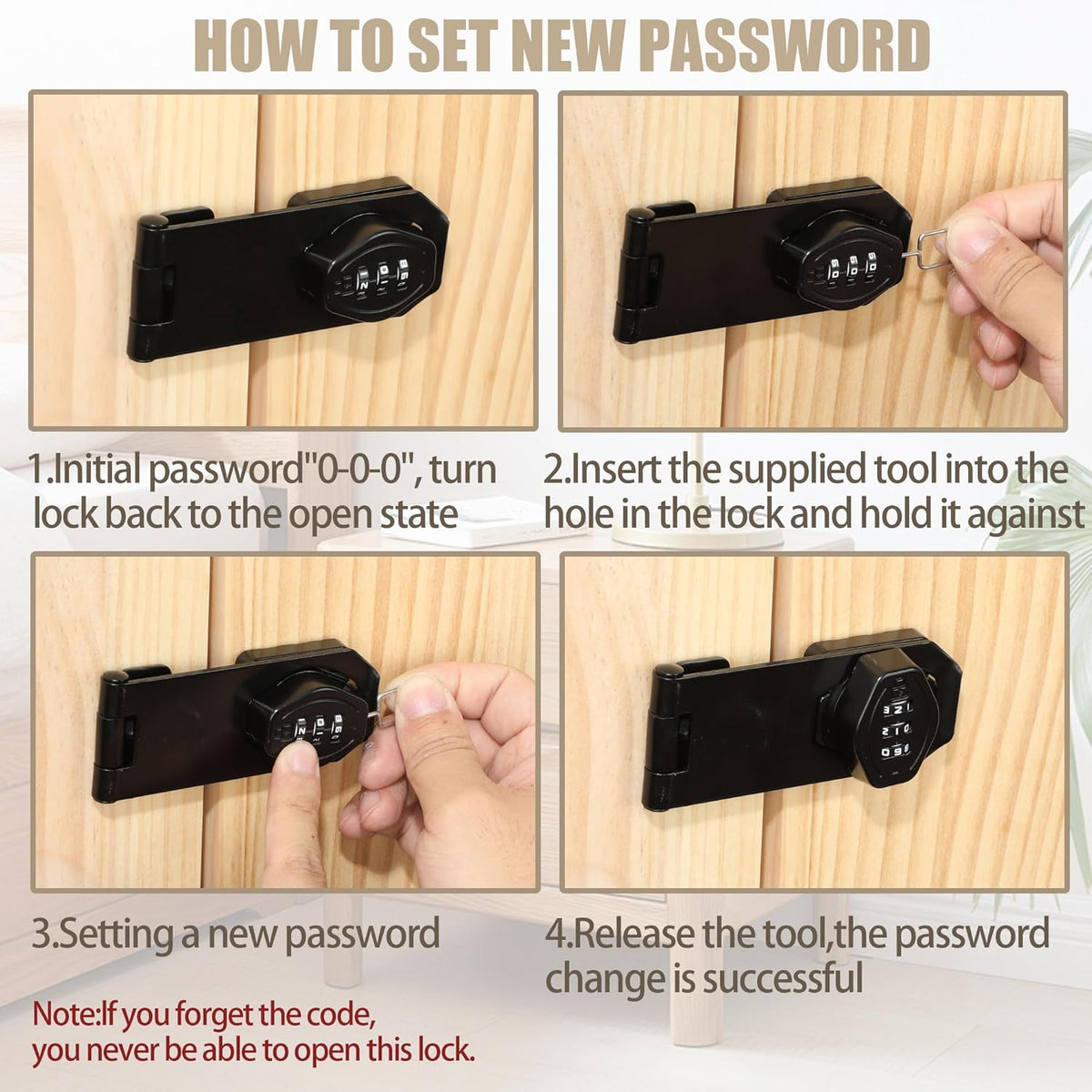Password Rotary Hasp Locks, Digit Combination Lock Door Security Slide Latch Door Lock for Drawers