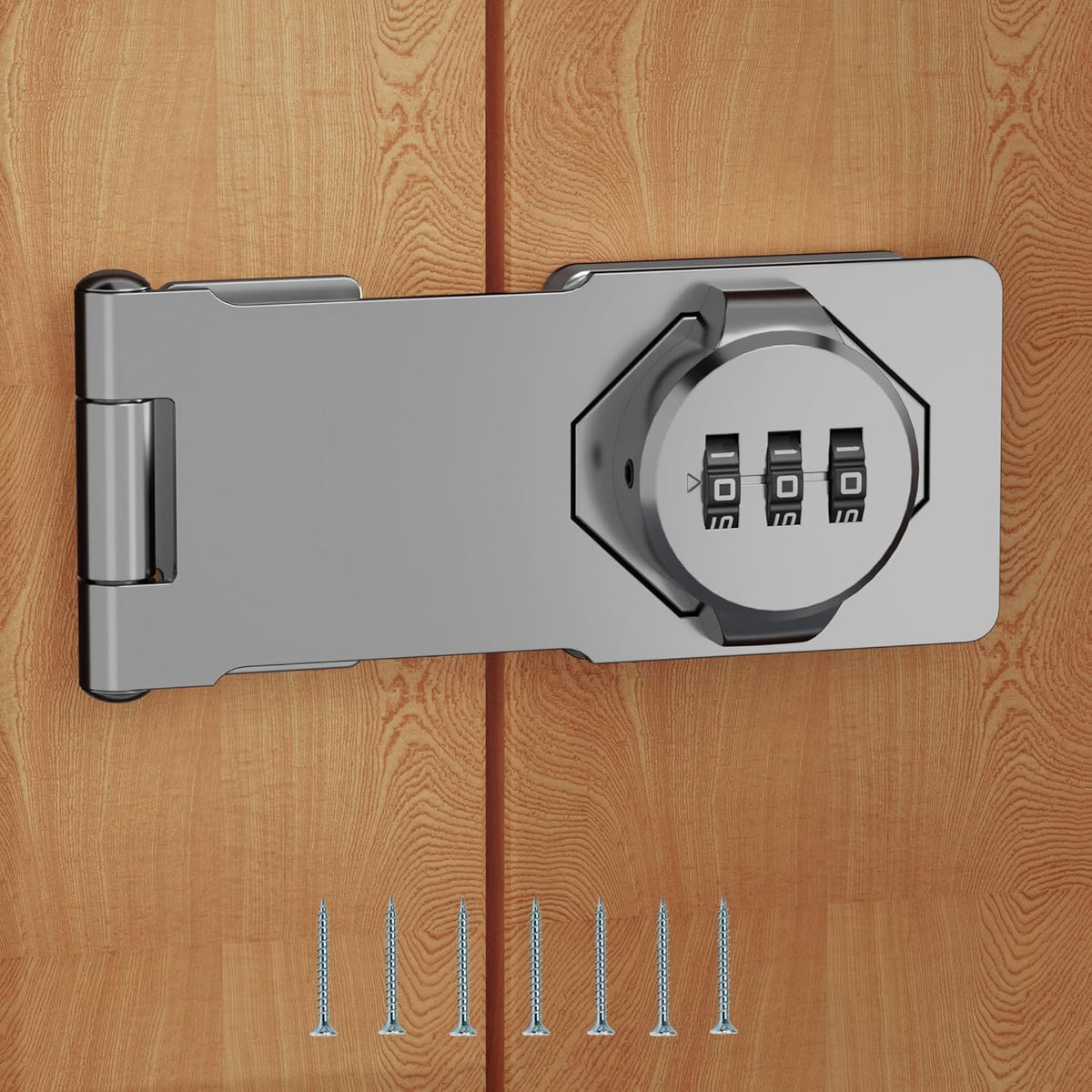 Keyless Combination Lock 3-Digit Combination Lock for Doors & Drawers Twist Knob Hasp Latch Lock