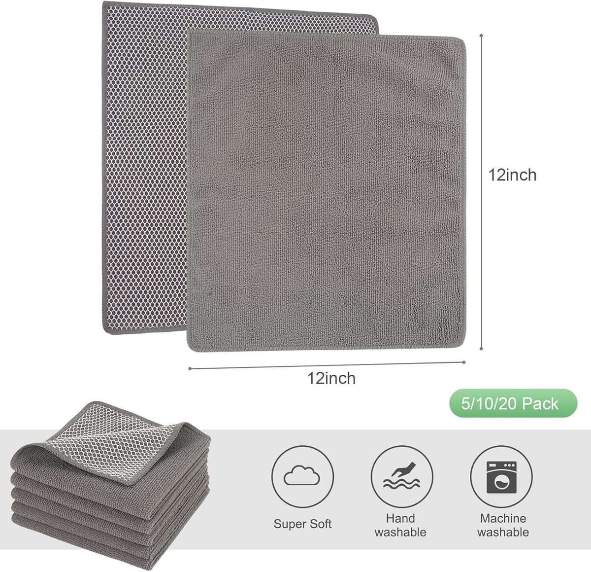 SINLAND Microfiber Dish Cloth Dish Rags for Washing Dishes Best Kitchen Cloths Cleaning Cloths with