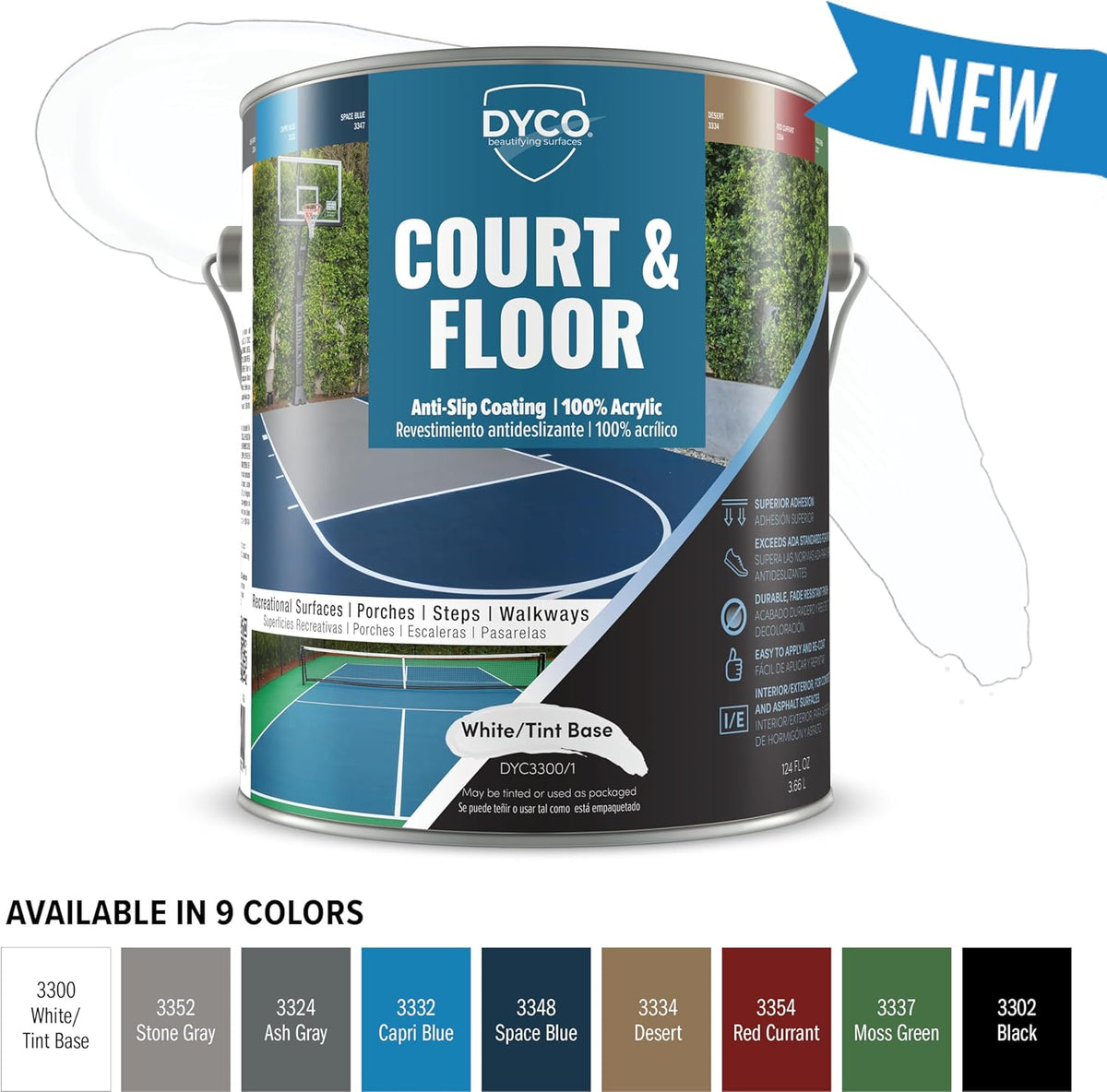 DYCO Court & Floor Anti-Slip Coating - Slip-Resistant Pavement, Cement & Concrete Paint for