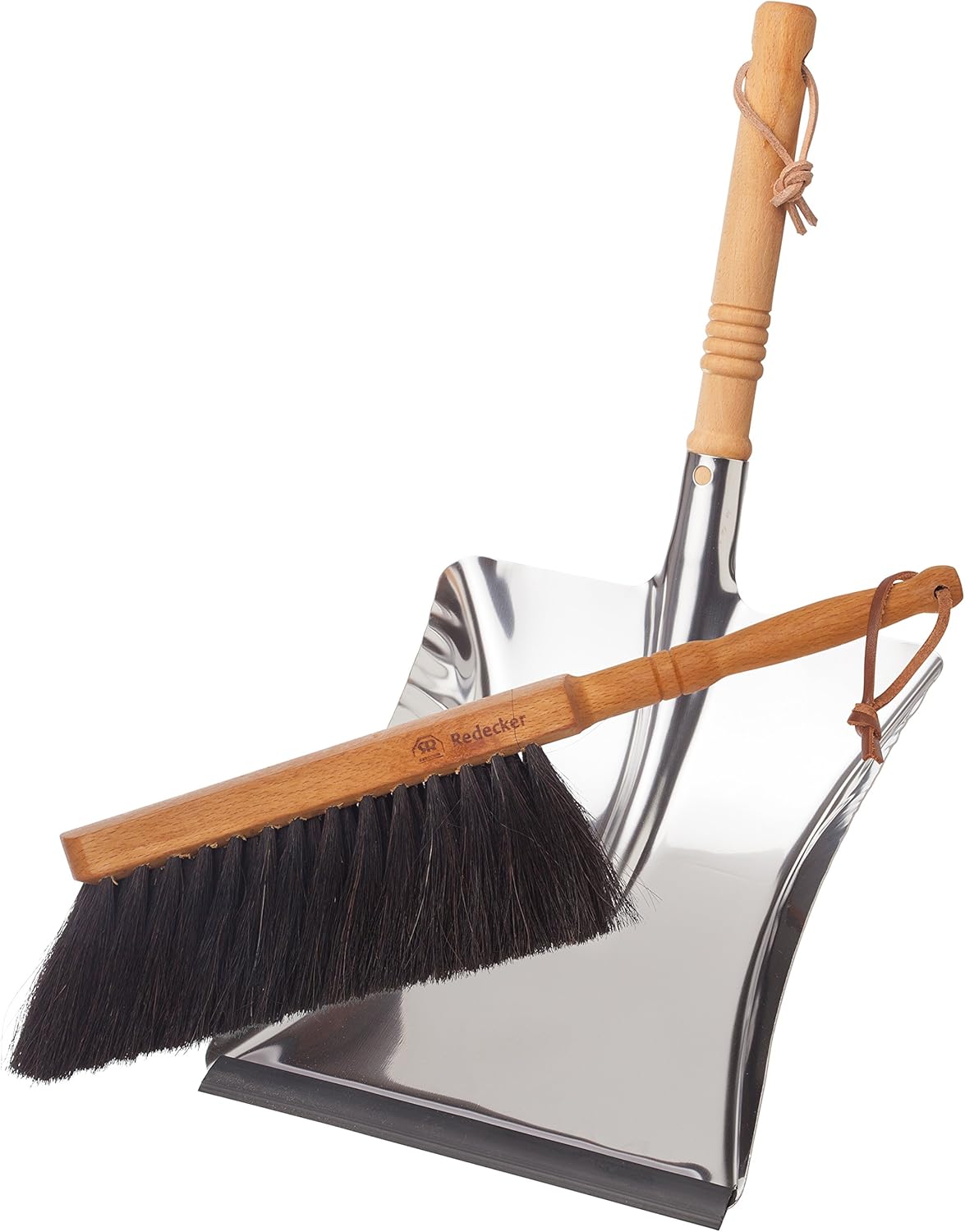 REDECKER Horsehair Fiber Hand Brush and Dust Pan Set - Wooden Broom and Dustpan Set for Home