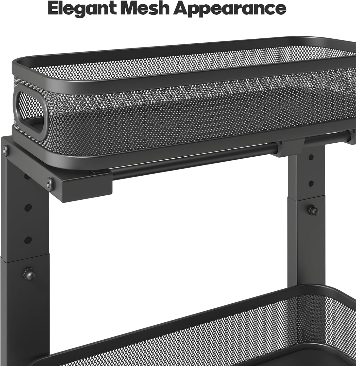 2 Pack 15.7IN-Depth Under Sink Organizer With Smooth Cylindrical Rail,2-Tier Pull Out Multi-Purpose