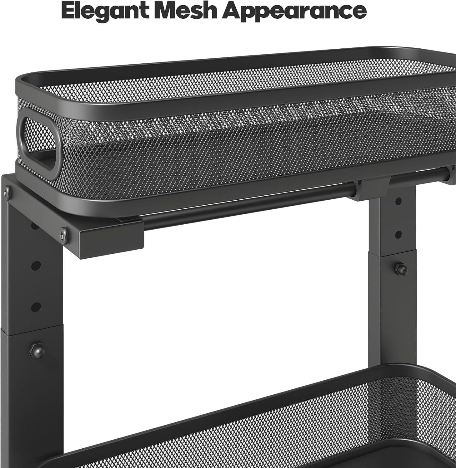 2 Pack 15.7IN-Depth Under Sink Organizer With Smooth Cylindrical Rail,2-Tier Pull Out Multi-Purpose