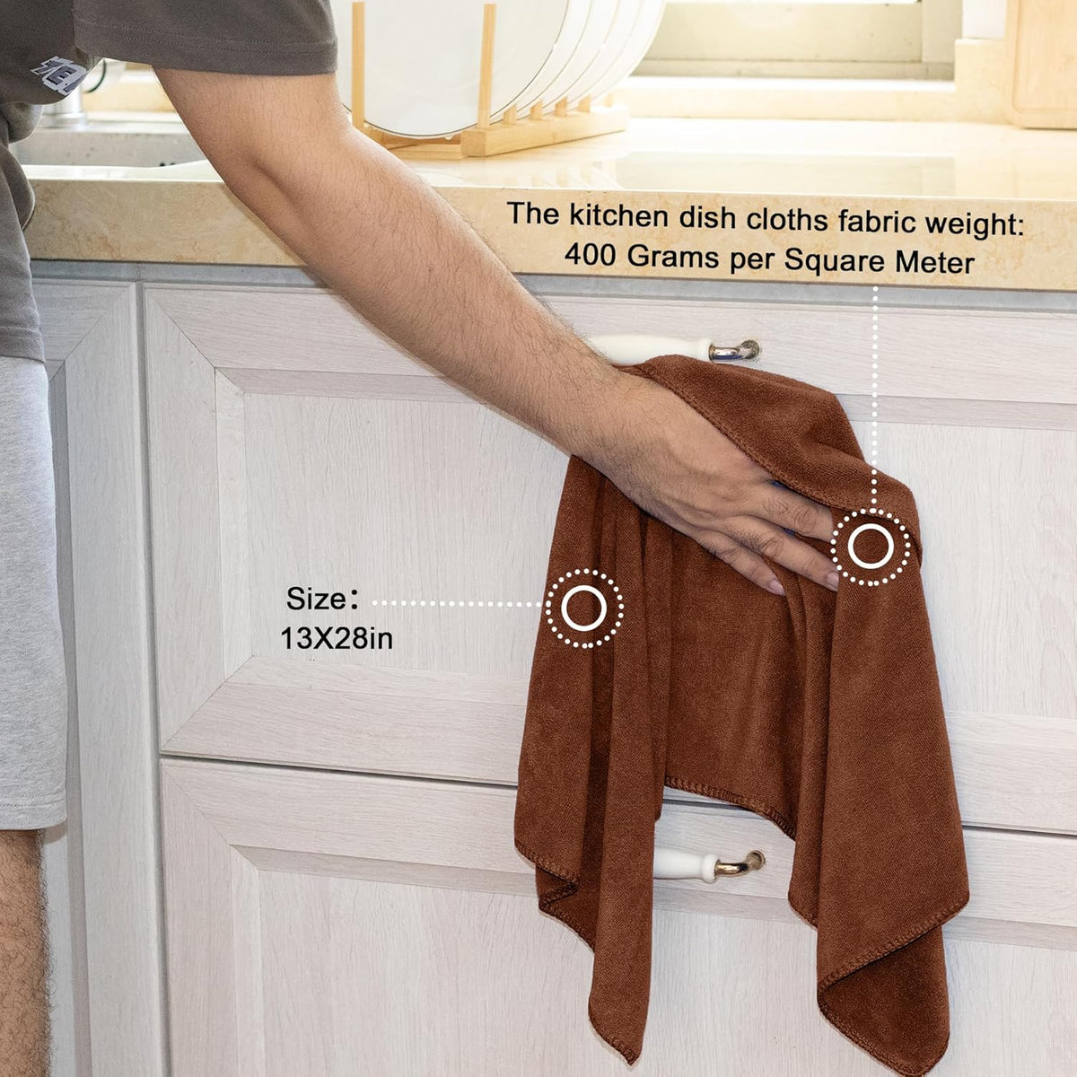 kimteny 13x28 Inches Kitchen Cloth Dish Towels, 400 GSM Premium Dishcloths, Super Absorbent Coral