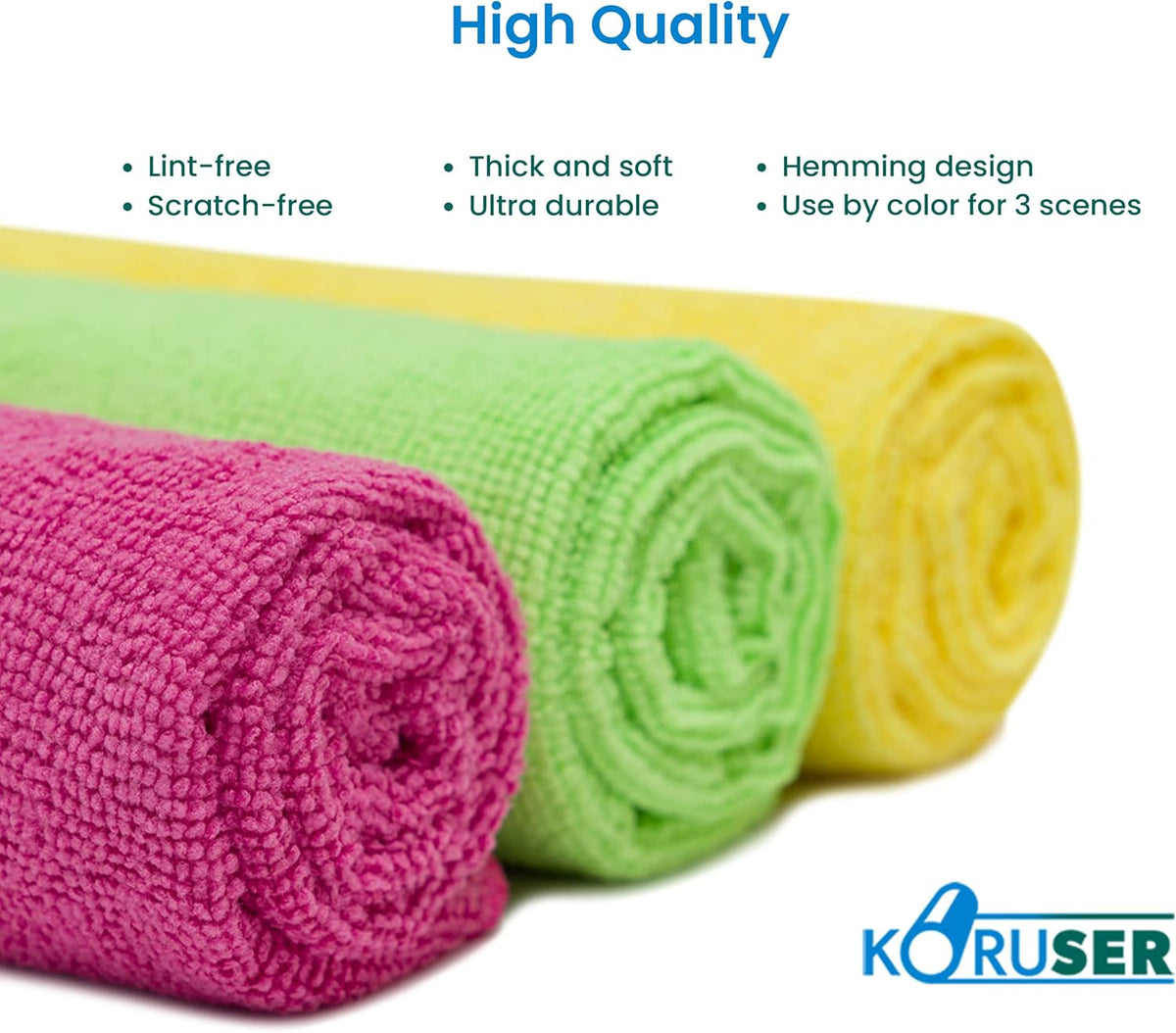 Microfiber Cleaning Cloths - Pack of 12 (16'' x 16'') - Reusable and Washable - All Purpose Towels