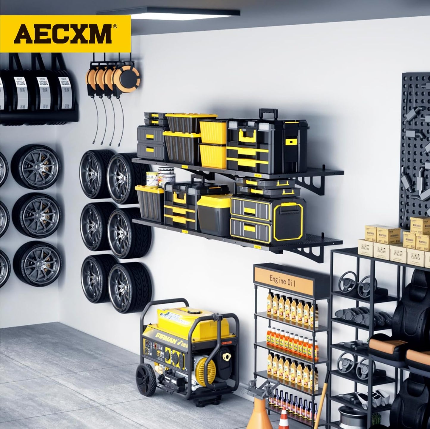 4-Pack 1.64x4ft Adjustable Garage Wall Shelving 1120lbs Load Capacity Heavy Duty Wall Mounted