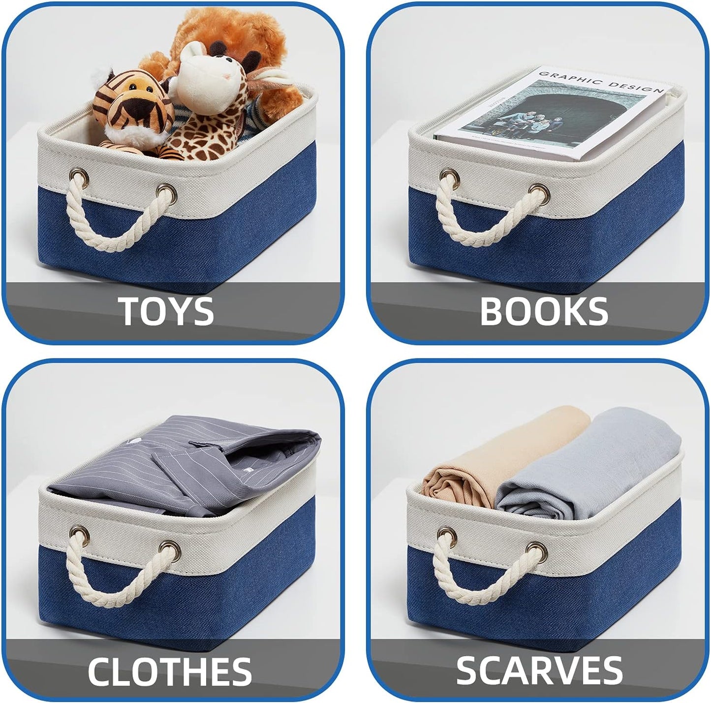 Temary Small Storage Baskets for Shelves, 6 Pcs Empty Gift Baskets for Organizing Clothes, Books