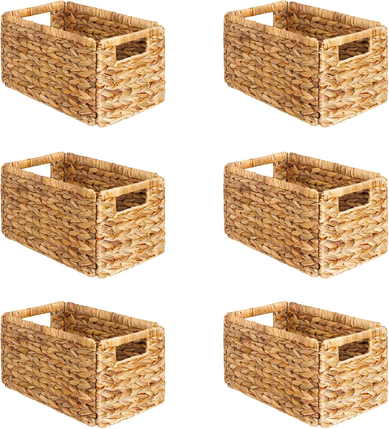 SpaceAid 6 Pack Wicker Basket, Storage Baskets for Organizing, Woven Rattan Basket with Handles for
