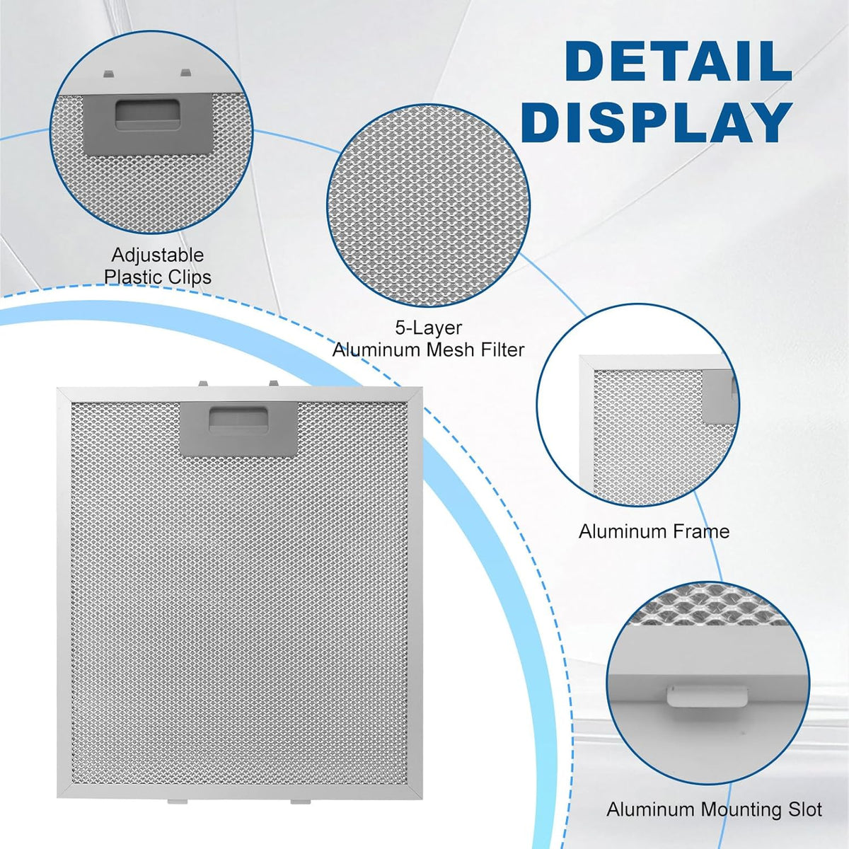 2-Pack W10169961A Range Hood Filter 10.5" X 12" With 5-Layer Aluminum Mesh Fit for Whirlpool