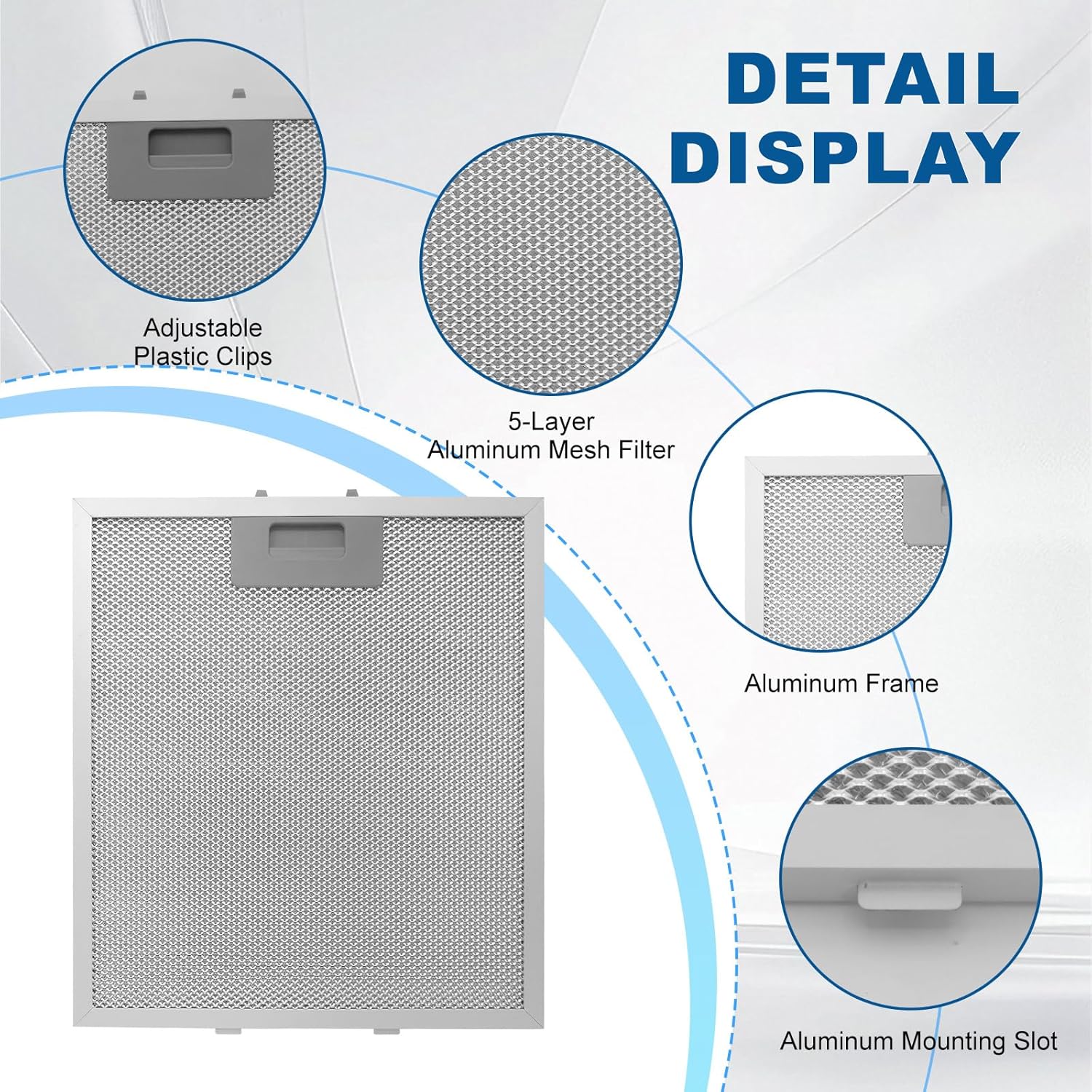 2-Pack W10169961A Range Hood Filter 10.5" X 12" With 5-Layer Aluminum Mesh Fit for Whirlpool