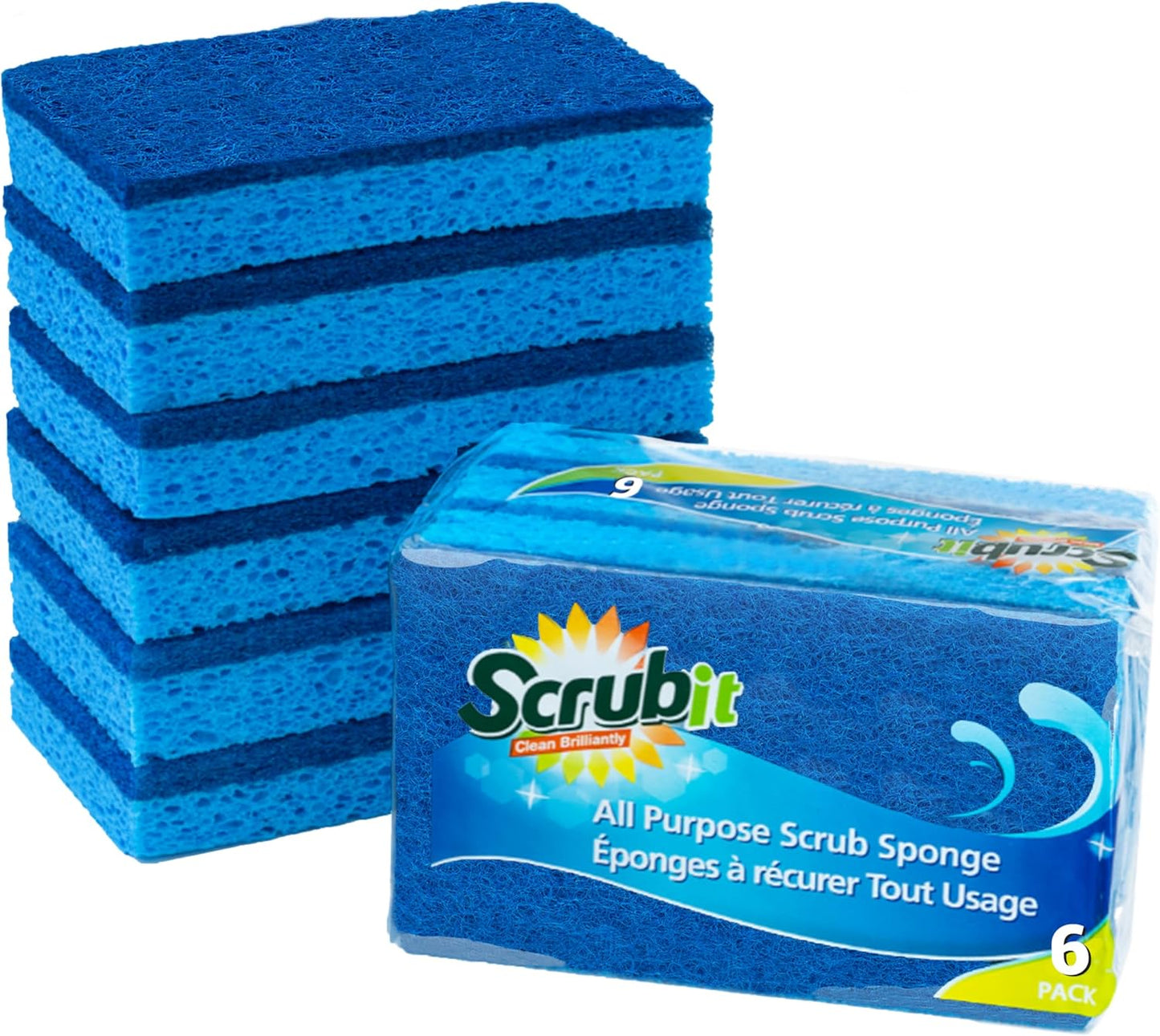 SCRUBIT Kitchen Scrub Sponges - Non-Scratch Dishwashing Sponge for Cleaning Dishes, pots and Pans