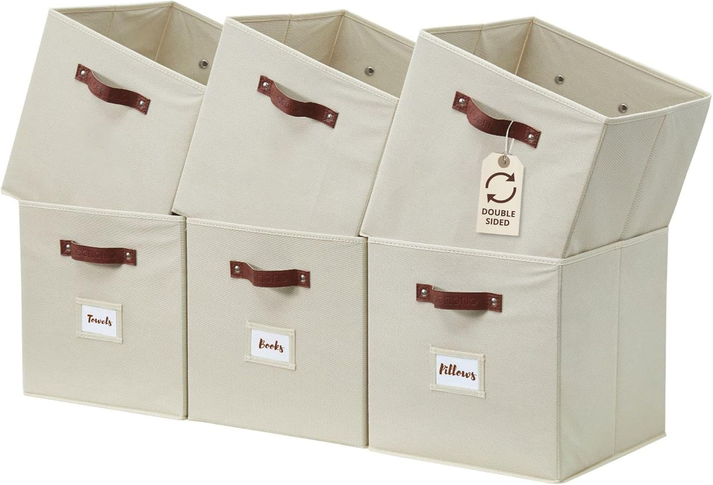 DECOMOMO Storage Cubes, 13x13x13 Storage Cube Bins with Labels, Fabric Organizer Bins (13" / 6pcs