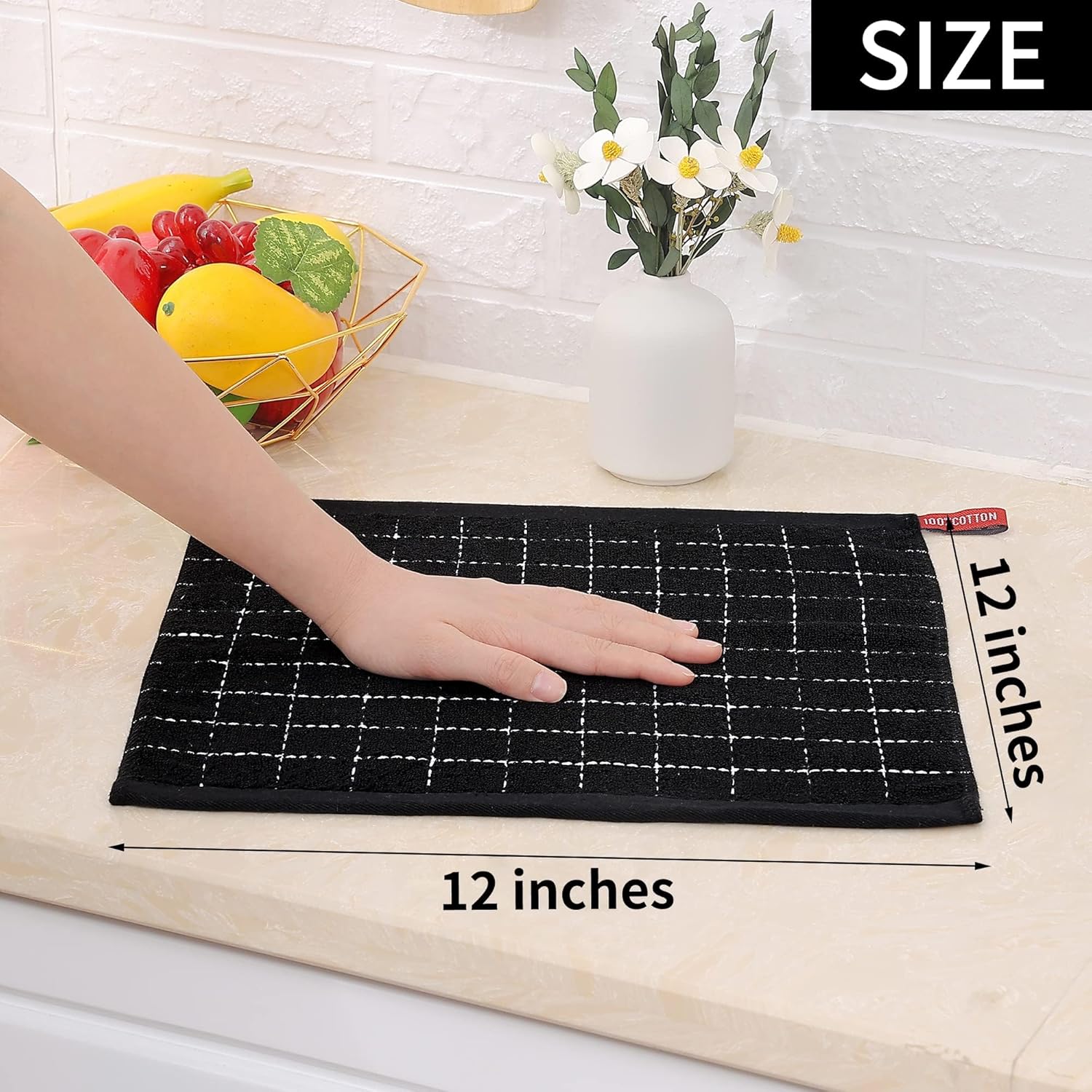 Homaxy 100% Cotton Terry Kitchen Dish Cloths, Ultra Soft and Absorbent Dish Towels for Kitchen