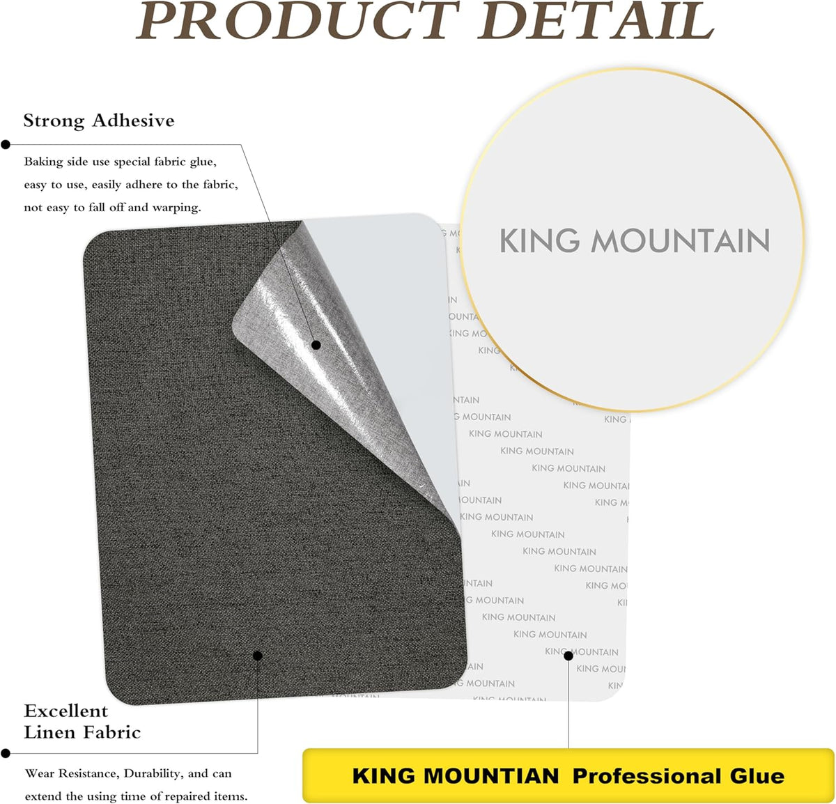 KING MOUNTAIN Fine Linen Repair Patches, Self-Adhesive Linen Fabric Patches, 8X11 inch Extra Size