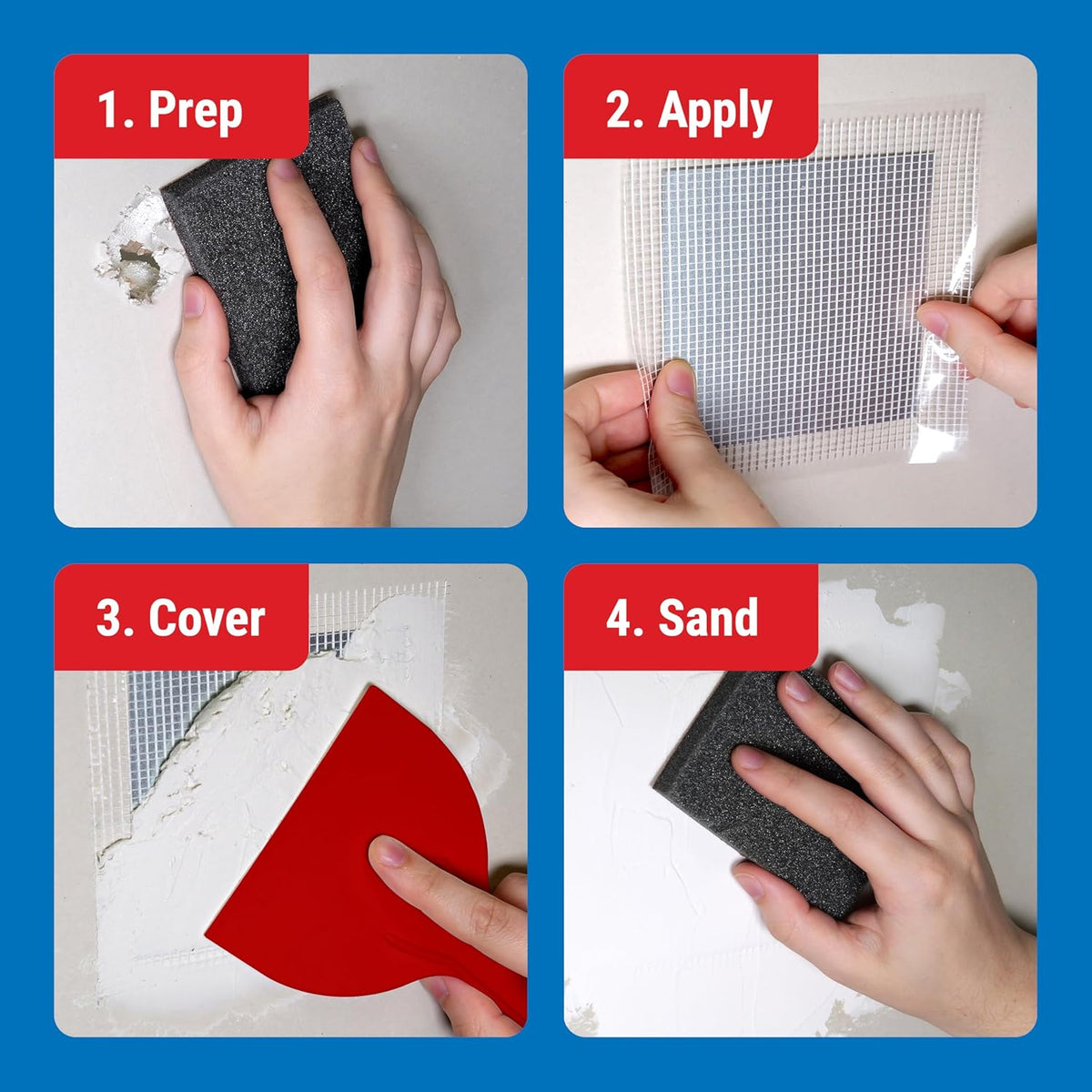 MaxPatch® 4 in. x 4 in. Solid Metal Self-Adhesive Wall Repair Patch (3-Pack) – Durable Galvanized