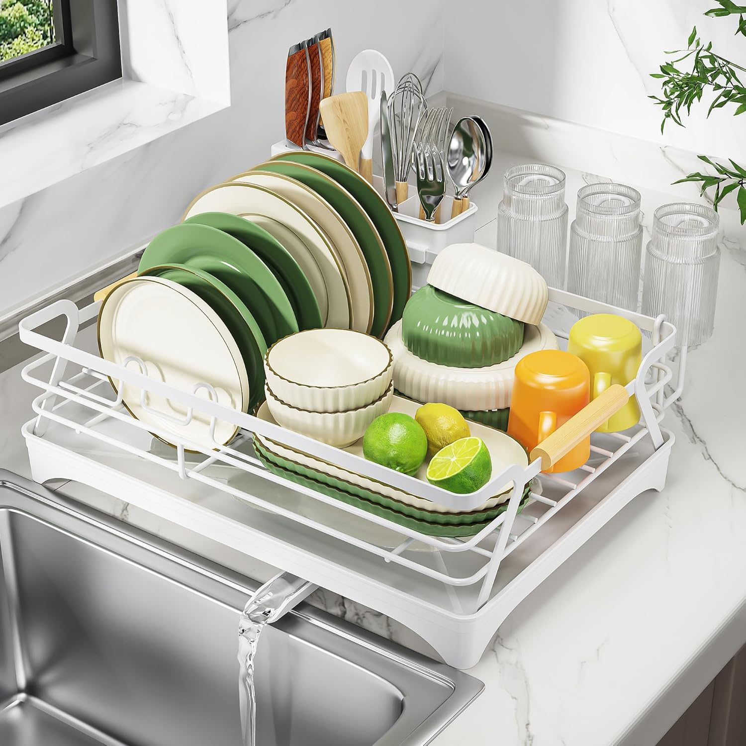 Epicano Dish Drying Rack for Kitchen Counter,Space-Saving Dish Rack,Rustproof Dish Drainer with