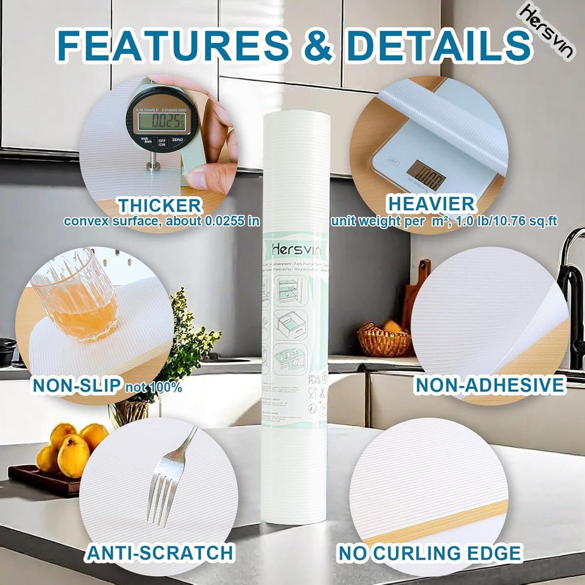 Shelf Liners 22 in x 20 ft EVA Drawer Mats, Non-Adhesive Cupboard Protector, Kitchen Cabinet Lining