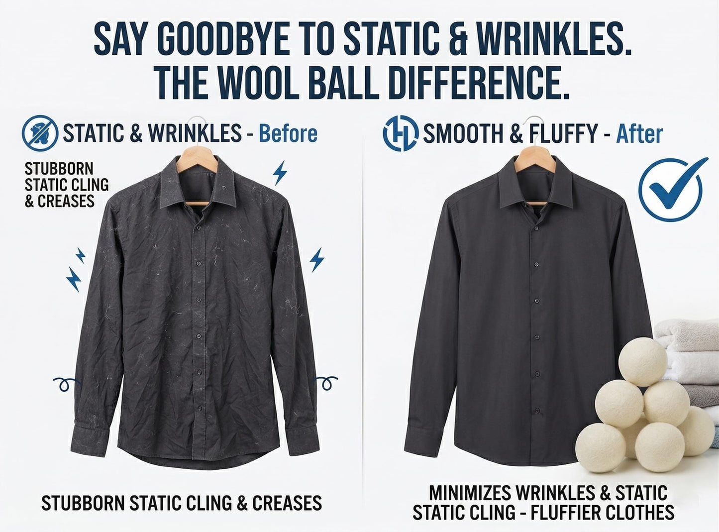 XL Wool Dryer Balls (6-Pack) - 100% Organic New Zealand Wool Laundry Balls for Dryer - Natural
