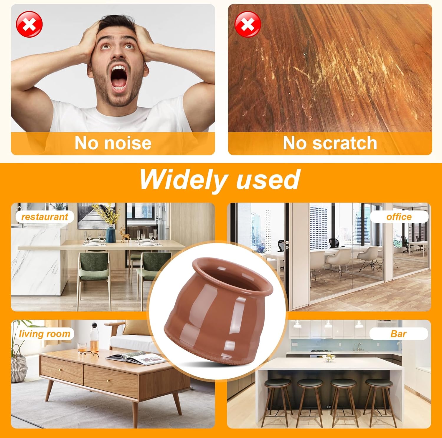 CHUNZEXI 32 Pack Chair Leg Floor Protectors for Hardwood Floors, Silicone Felt Covers Pads Caps