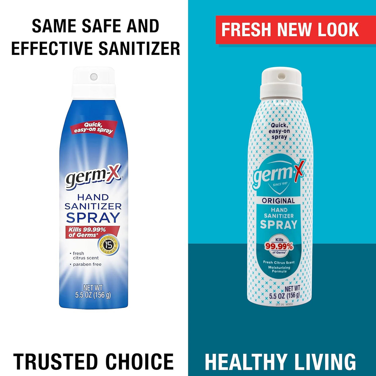 Germ-X Hand Sanitizer Spray, Non-Drying & Moisturizing with Vitamin E, Instant and No Rinse