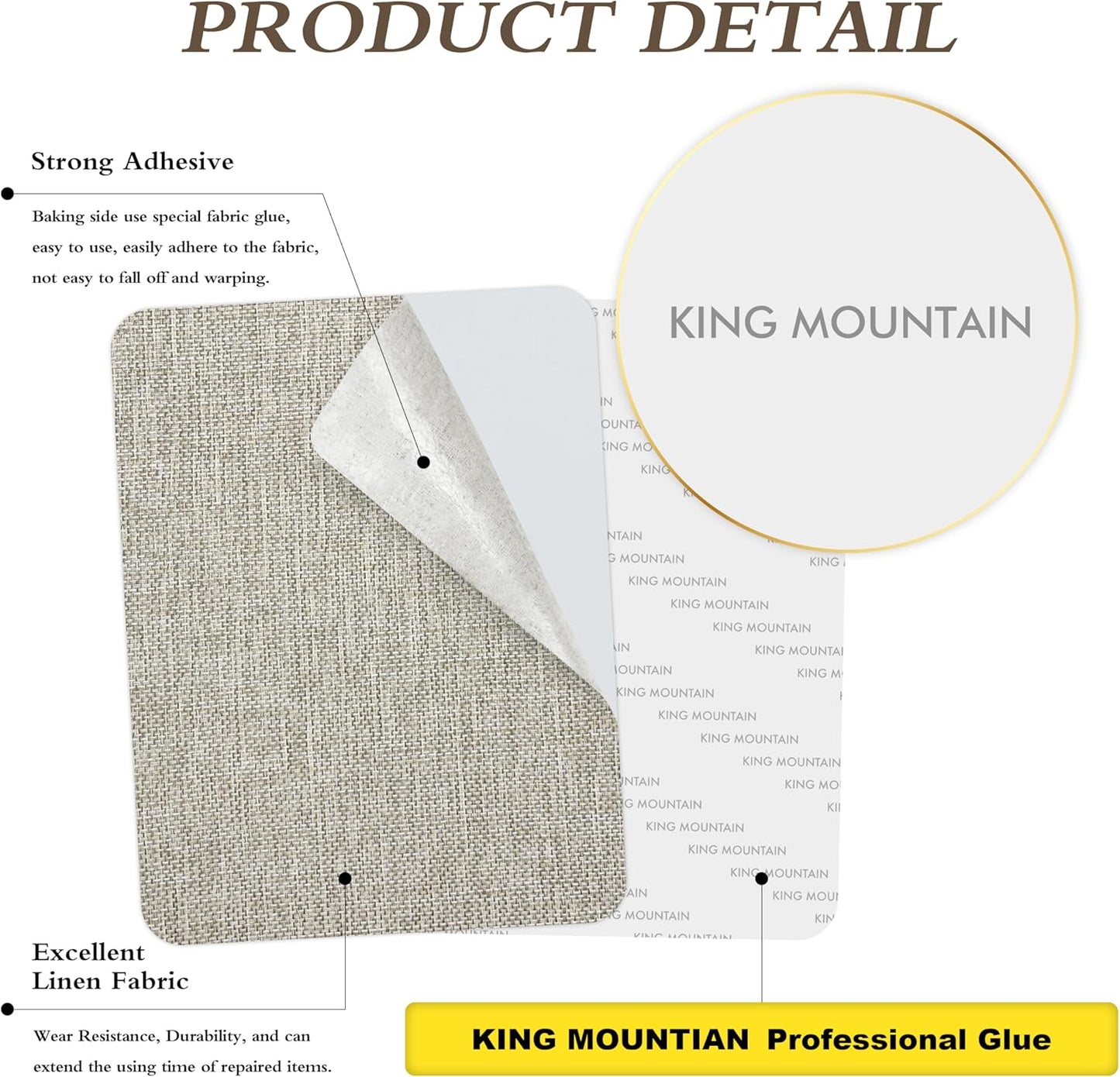 KING MOUNTAIN Coarse Linen Repair Patches, Self-Adhesive Linen Fabric Patches, 8X11 inch Extra