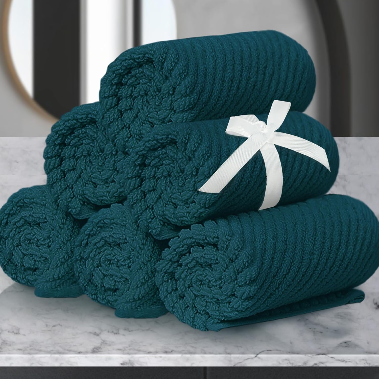 Face Towels for Bathroom, 6PC 13"x13" - 100% Cotton | Light Weight | Thick | Quick Dry | Soft |