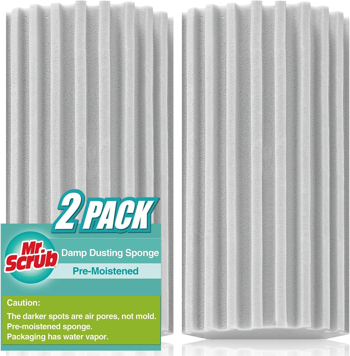 Damp Dusting Sponge Duster, 2 Pack Grey Dust Cleaning Sponge, Reusable Household Cleaning Sponge
