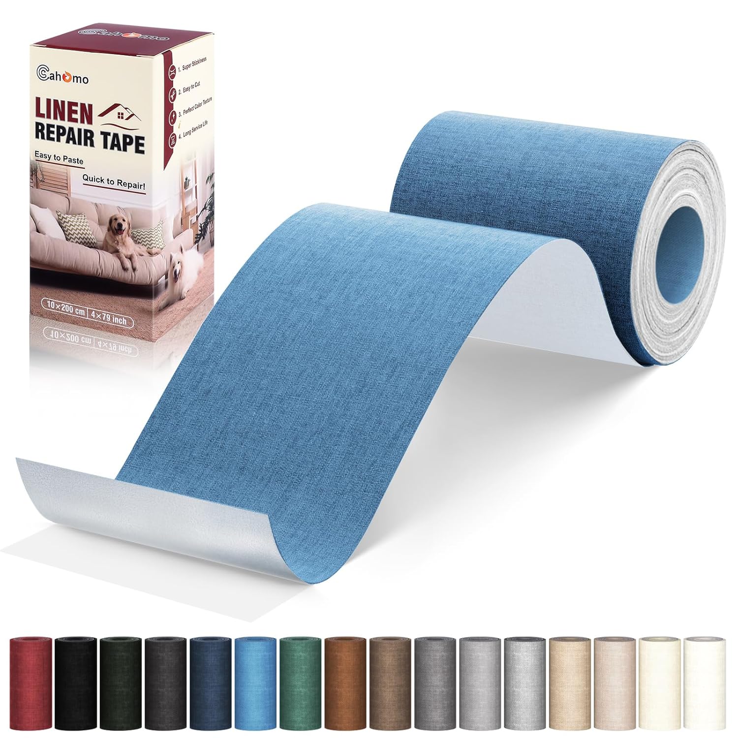 Linen Repair Tape 4x79 inch, Self Adhesive Fabric Patches, Linen Patch Tape Kit, Fabric Repair Tape
