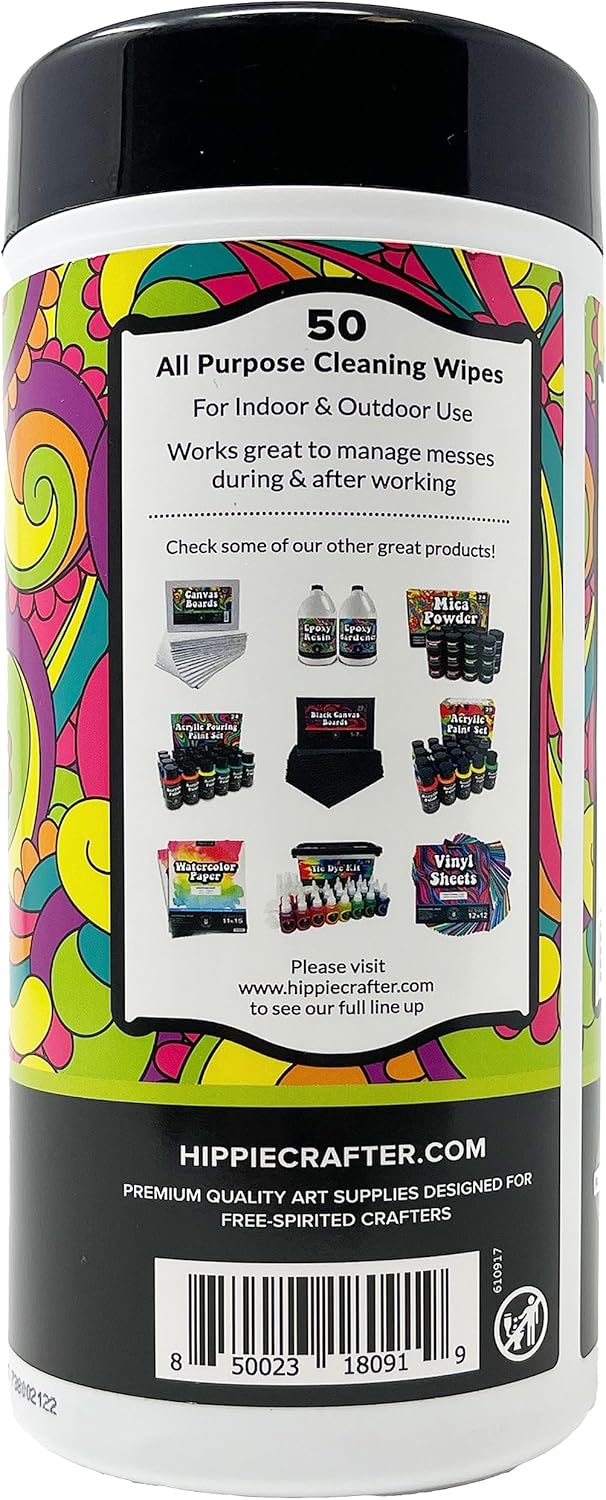 Paint and Art Wipes, Heavy-Duty Cleaner for Paint, Epoxy, Glue, Latex & Acrylic Stains, 1 Pack (50
