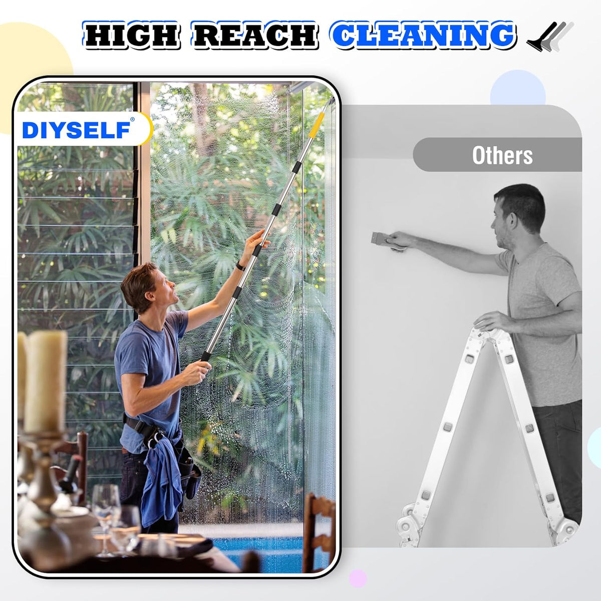 DIYSELF Scraper Tool 5.4ft (65in) Adjustable Floor Scraper Long Handle Heavy Duty Paint Scraper 4