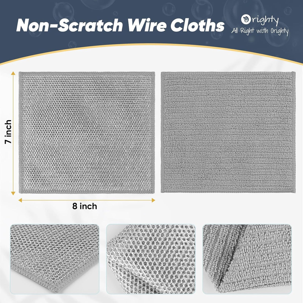 Orighty Multipurpose Wire Dishwashing Rag 24 Pcs, Upgraded Double-Layer Non-Scratch Wire Dish