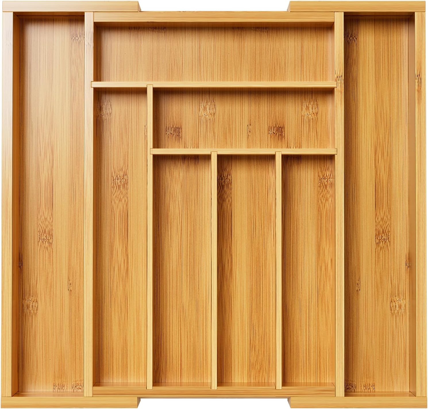 Pipishell Bamboo Expandable Drawer Organizer for Utensils Holder, Adjustable Cutlery Tray, Wood