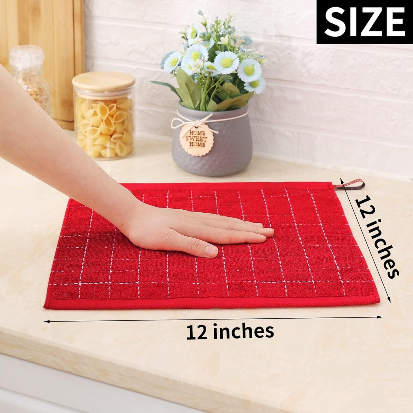 Homaxy 100% Cotton Terry Kitchen Dish Cloths, Ultra Soft and Absorbent Dish Towels for Kitchen
