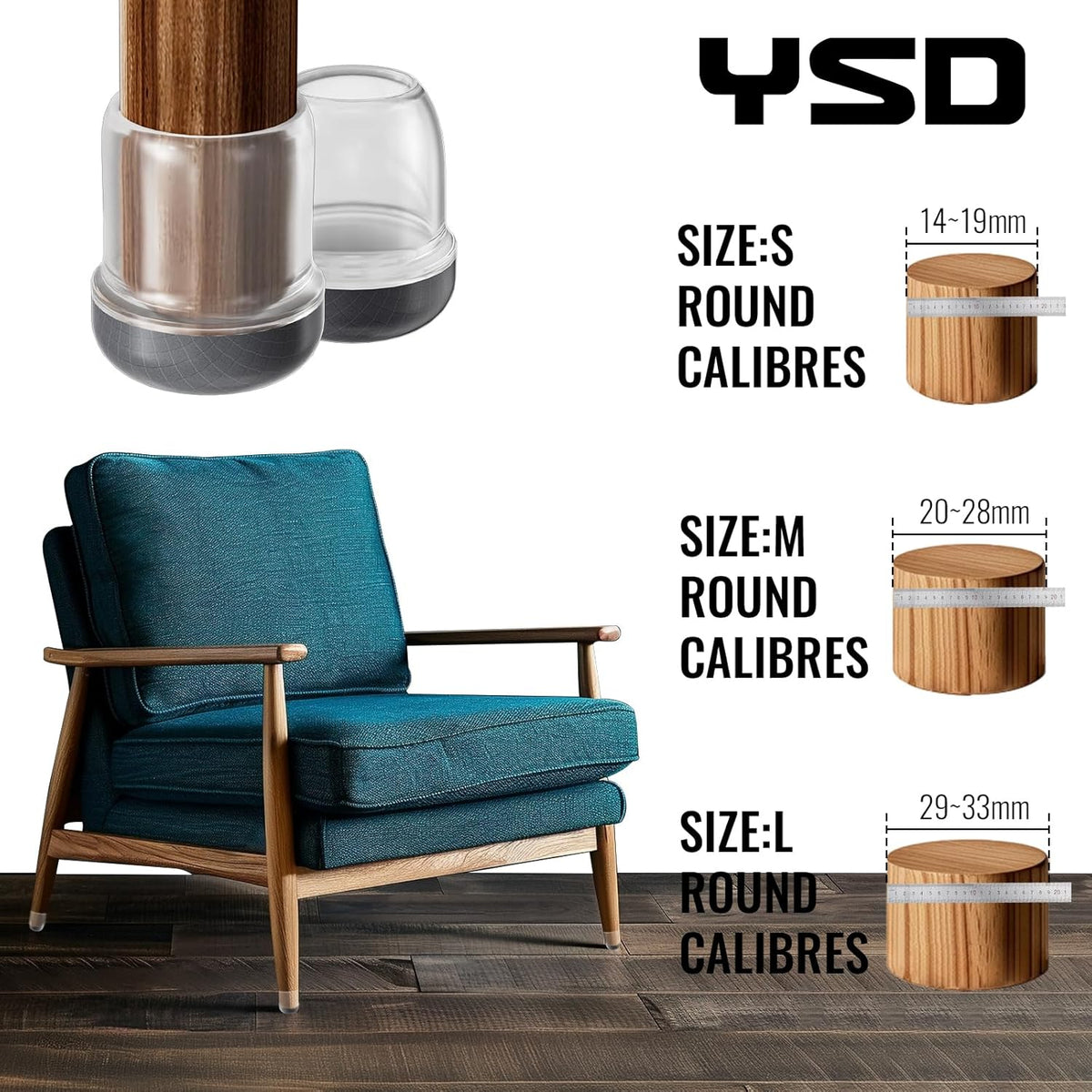 YSD 1.25Inch 24 Pcs Silicone Chair Leg Floor Protectors,Hair and dust Resistant Round Chair Leg