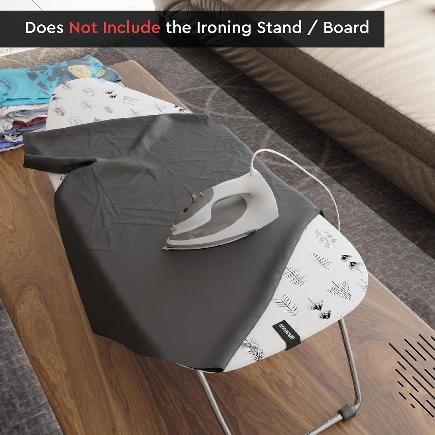 Encasa XO Ironing Board Cover and Pad 28"x12" - Thick 3mm Felt Padding, Drawstring Tightening &