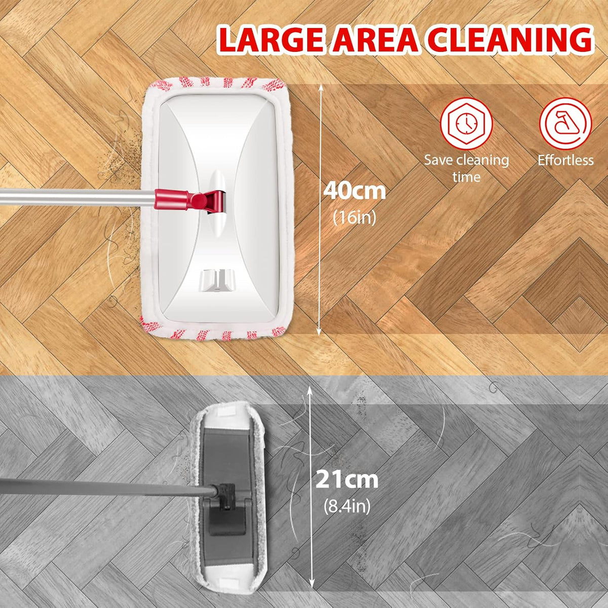 MASTERTOP Microfiber Mop, Extra Large Dust Mop with 5 Pads for Wet & Dry Use, 16'' Mops for