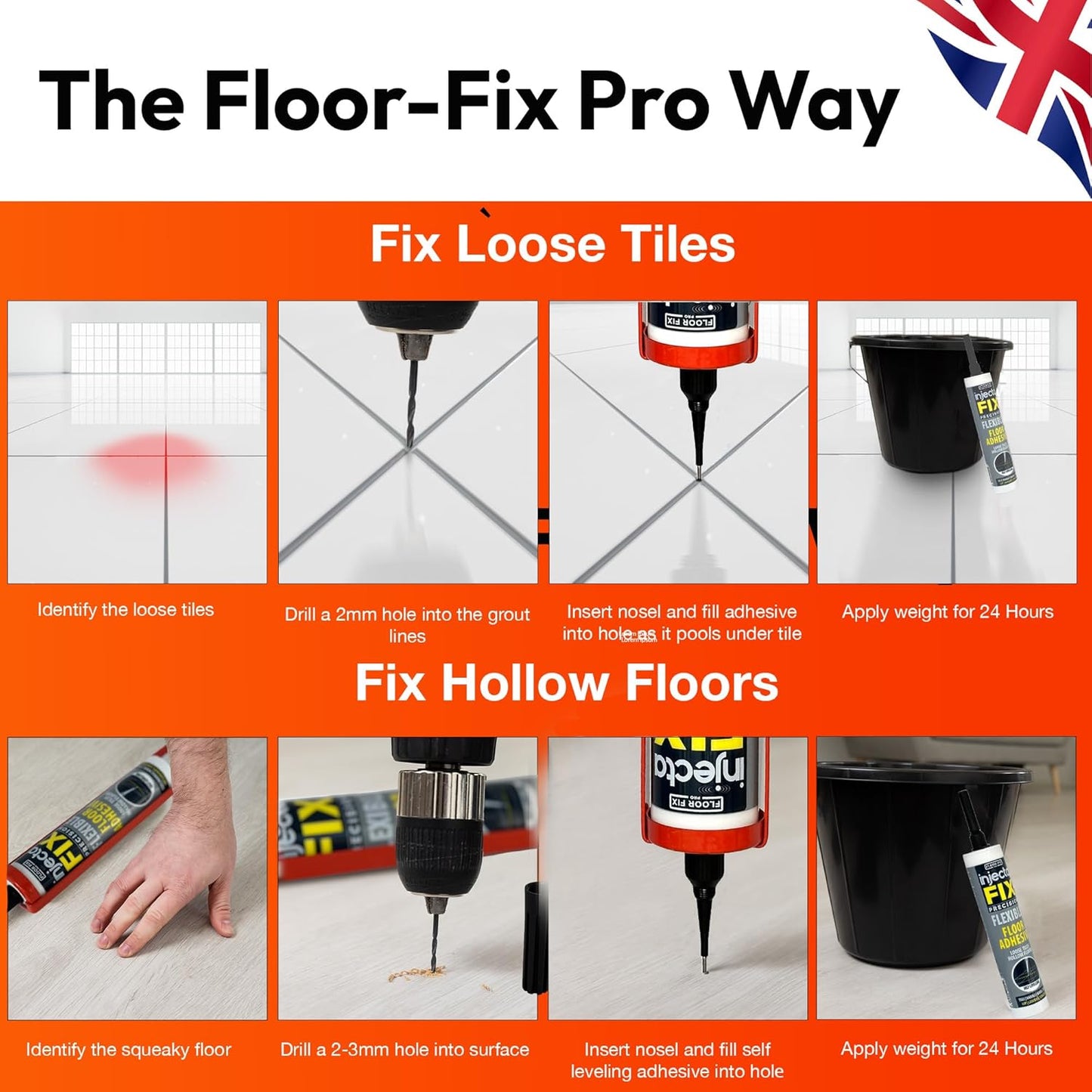 Precision 300ml from Floor-Fix Pro - Fix Loose Tiles - for Loose & Hollow Tiles, Wood, LVT &